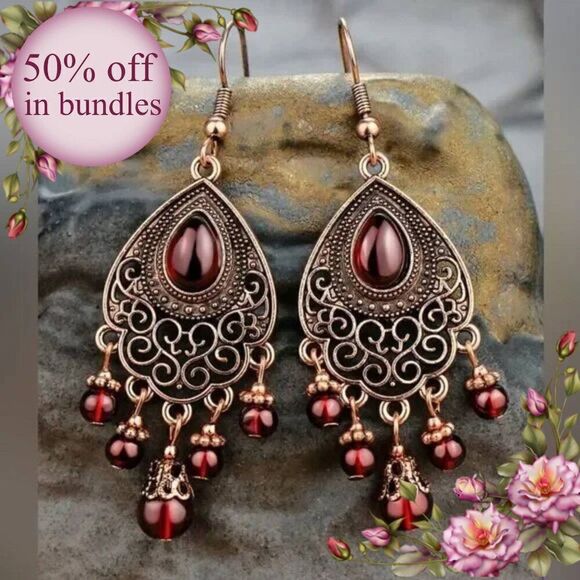 Gorgeous arabic style drop earrings - Picture 1 of 10